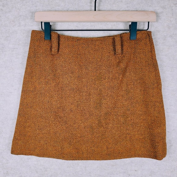 1970s Wool Mini Skirt Brown Small Dark Academia Library‎ Preppy Feminine Skirt - Picture 15 of 15